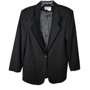 Vintage Danielle Paige Black 100% Wool Coat Women's Size 14 Classic RN 1833865